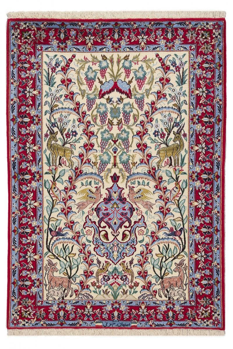 Orientteppich Isfahan Sherkat Seidenkette 110x156 Handgeknüpfter Orientteppich, Nain Trading, rechteckig, Höhe: 6 mm
