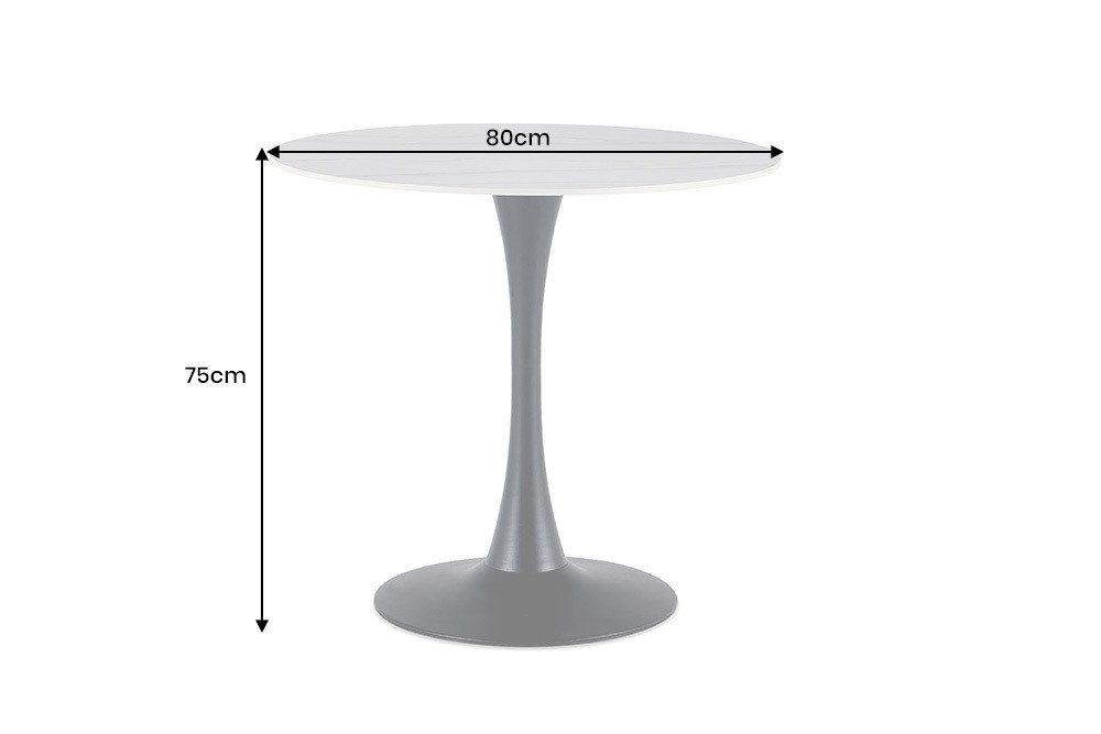 riess-ambiente Esstisch LYON 80cm weiß/schwarz - Keramik, Säulenfuß, zeitlos, kompakt, rund (Einzelartikel, 1-St), Eleganter Bistrotisch - idealer Mittelpunkt für Küche oder Wohnzimmer
