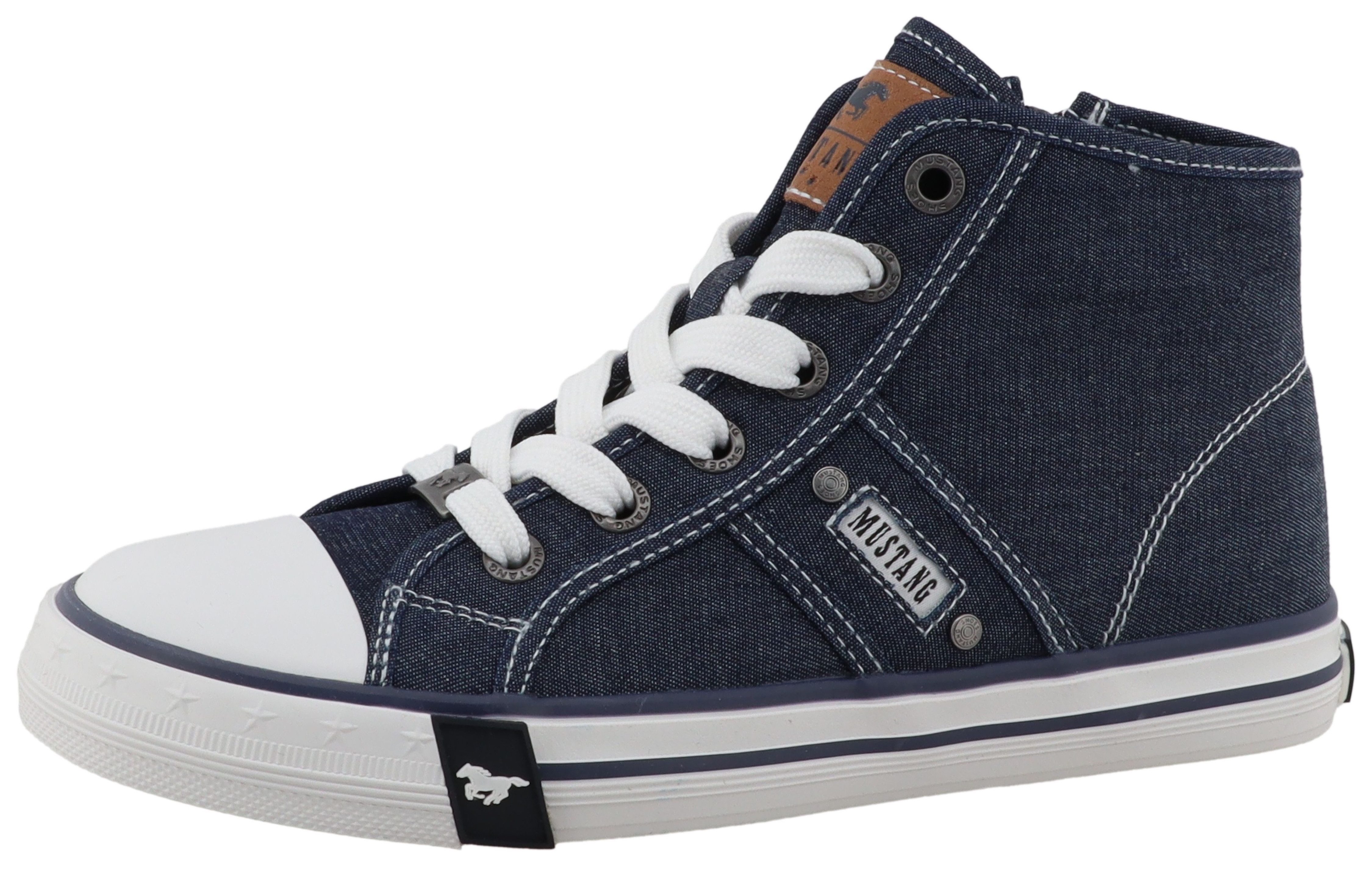 Mustang Shoes Gaspare Sneaker Freizeitschuh, Schnürboots, High Top-Sneaker mit Nieten