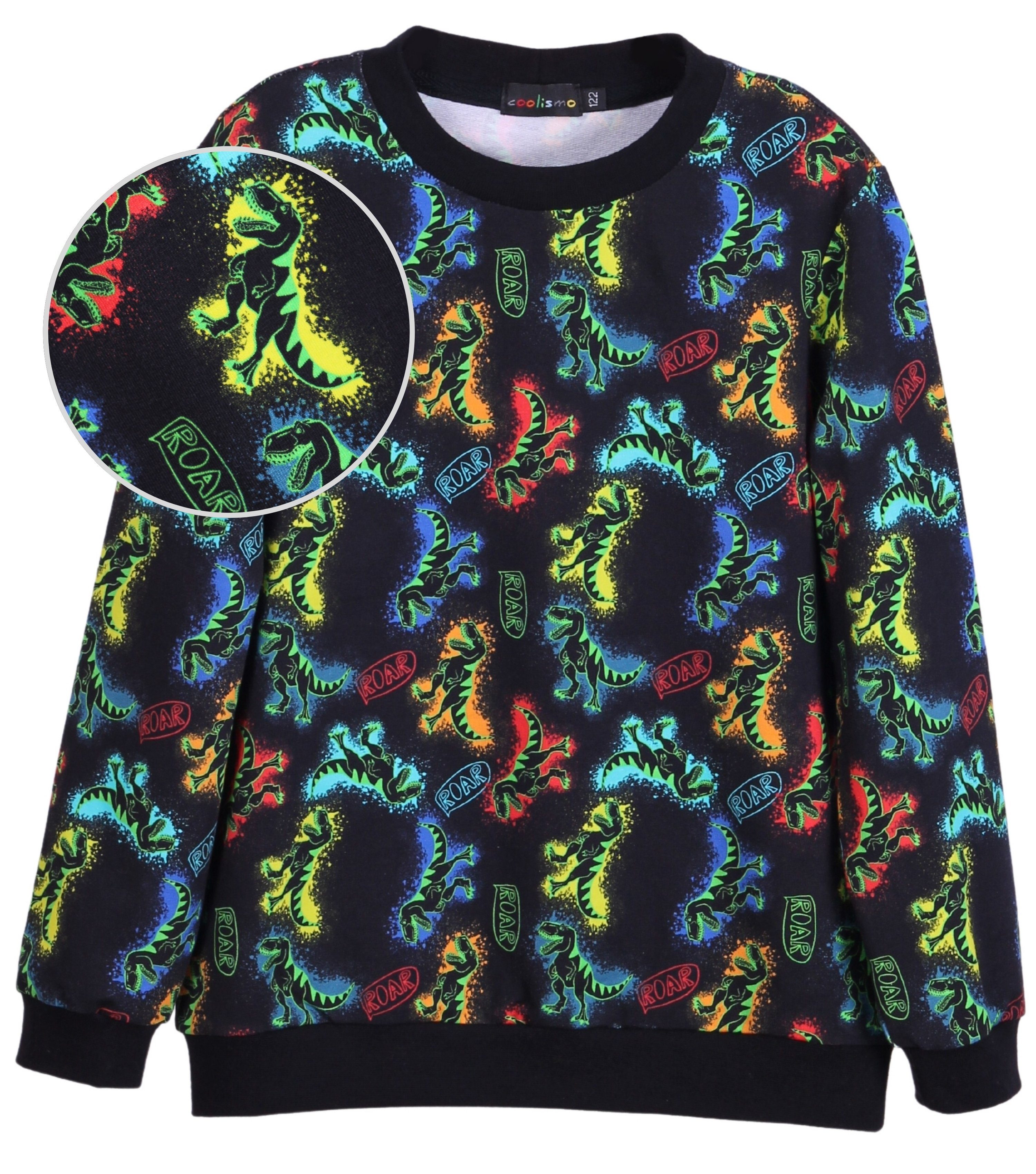 coolismo Sweater Kinder Sweatshirt Jungen Pullover mit farbigem Dinosaurier Print Baumwolle, Made in Europa