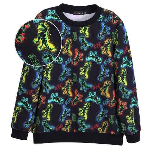 coolismo Sweater Kinder Sweatshirt Jungen Pullover mit farbigem Dinosaurier Print Baumwolle, europäische Produktion