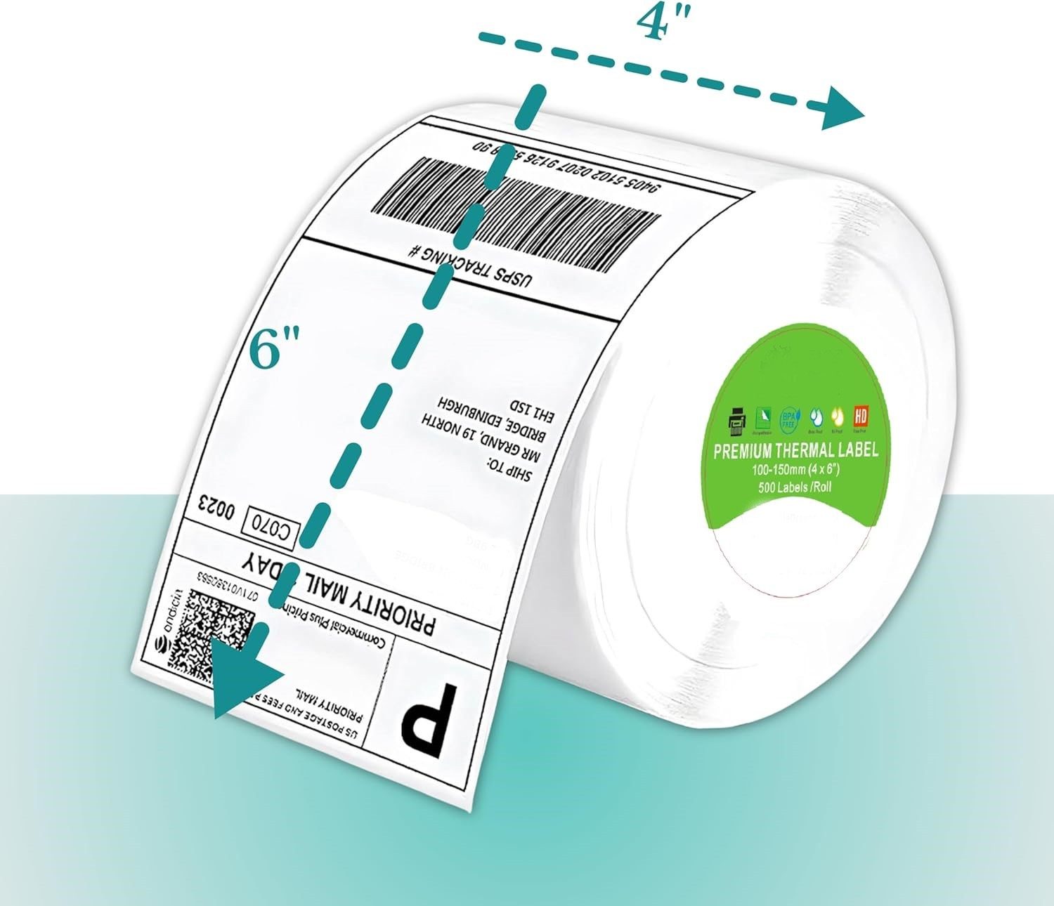 Montegoni Etikettenrolle Versandetiketten Rolle 100 x 150 mm, Thermoetiketten für Zebra, MUNBYN Dymo Thermodrucker, DHL UPS DPD kompatibel, selbstklebend