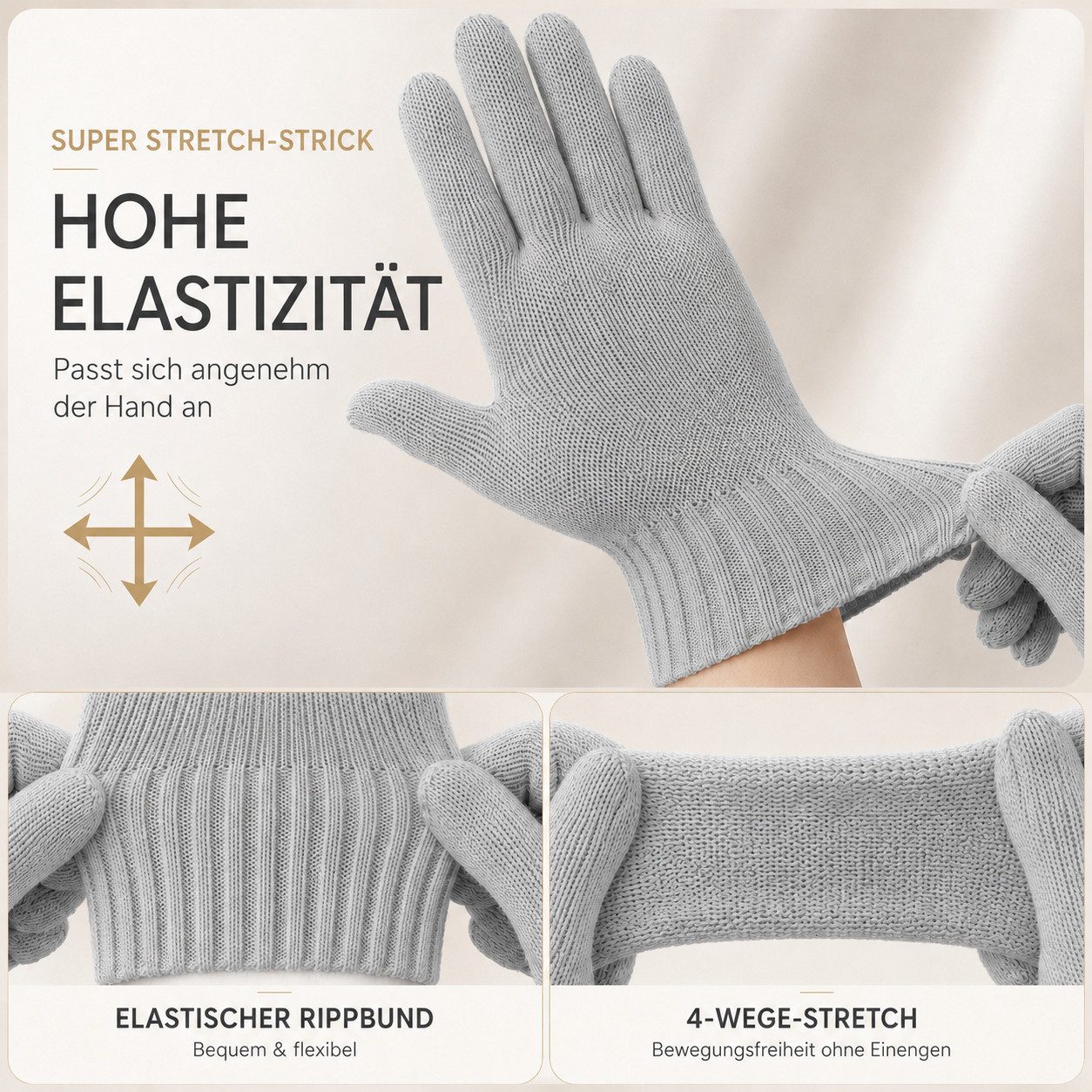 herémood Strickhandschuhe Handschuhe Winter für Damen Herren, Winterhandschuhe, Sport & Fahrrad vollständig bedeckte Finger, Testsiegel SEHR GUT (Note 1,1) – Bild 3 von 5