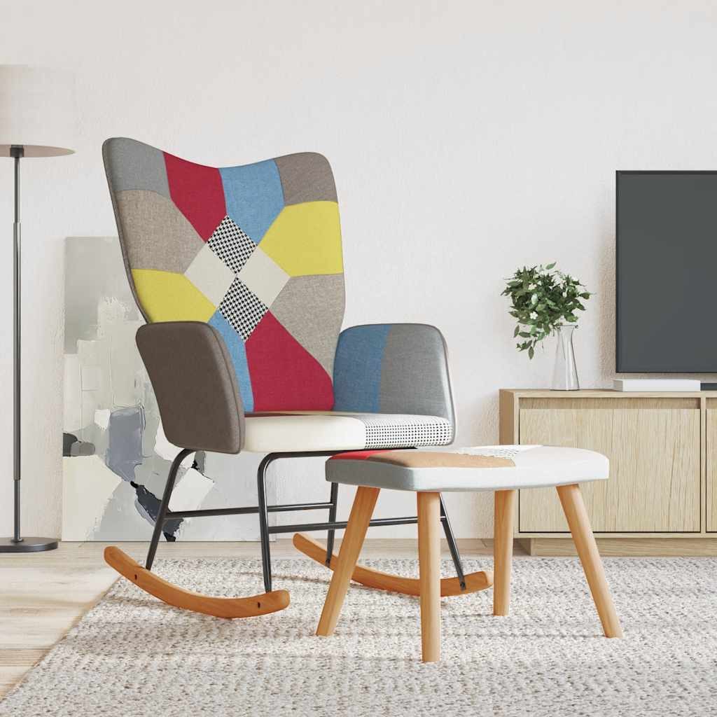 vidaXL Schaukelstuhl Schaukelstuhl mit Hocker Patchwork Stoff (1 St)