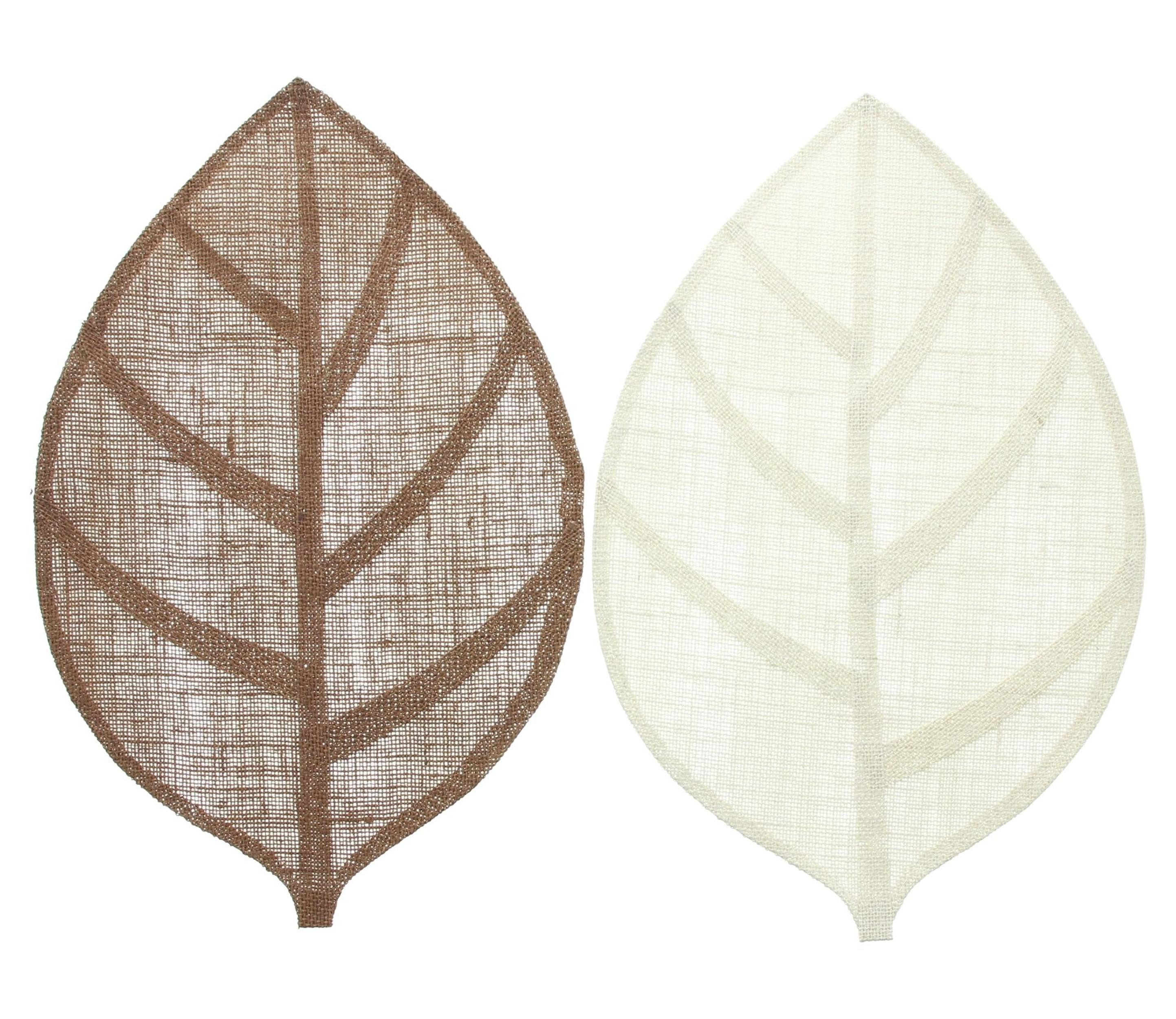 Platzset 4x Platzmatte Blatt Jute beige+braun 30x45cm