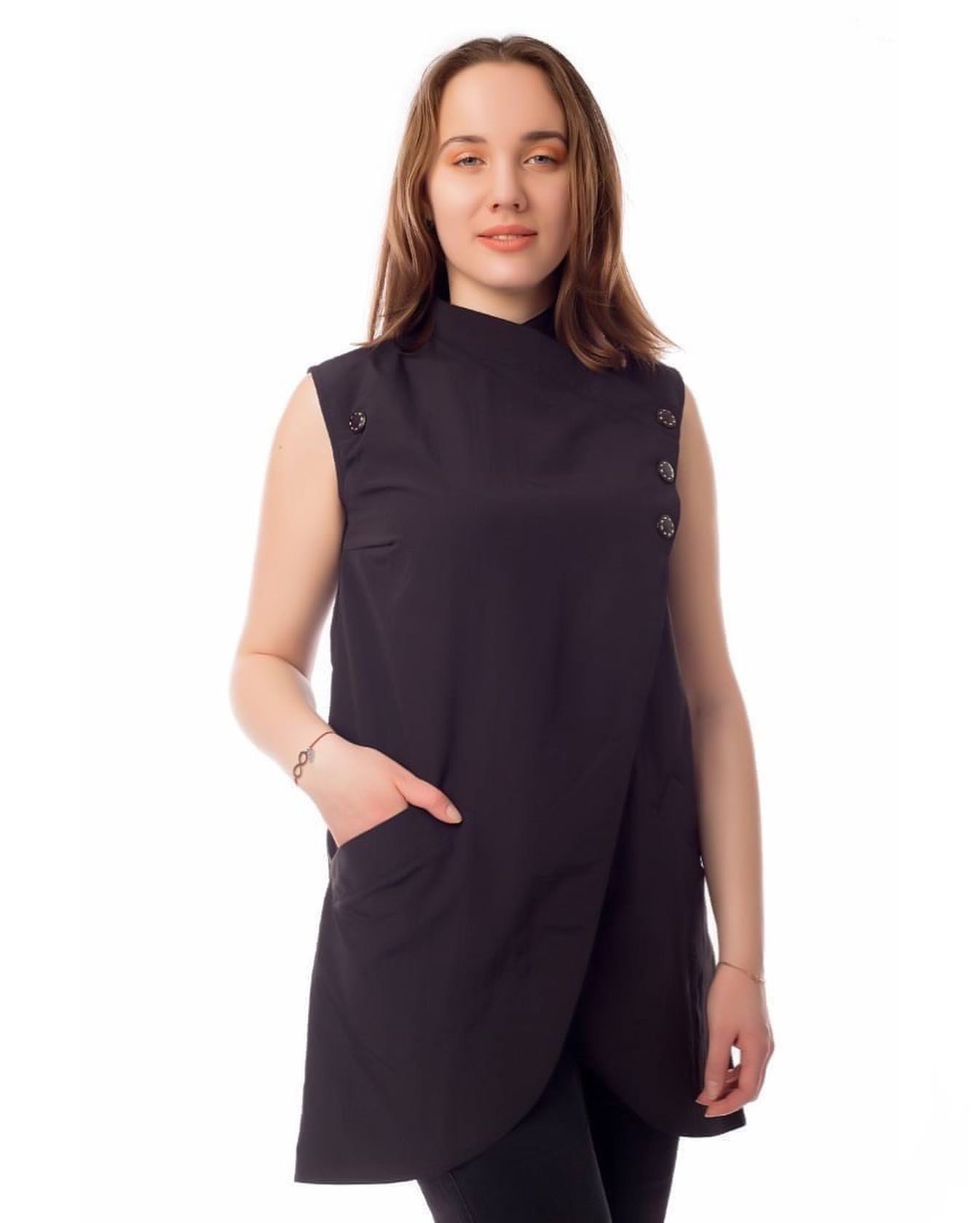 STM Company Kittelschürze Kasack Tunic mit asymmetrischen Schnitt, für Friseure, Kosmetikerinnen, Beauty-Profis