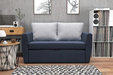 MOEBLO Schlafsofa SARA 120, Sofa Sessel Kindersofa Schlafsessel mit Bettfunktion Gästebett Klappsofa Mini Couch 2-Sitzer Sofagarnitur Jugendzimmer, - (BxHxT): 150x90x80 cm, mit Bettkasten und Schlaffunktion