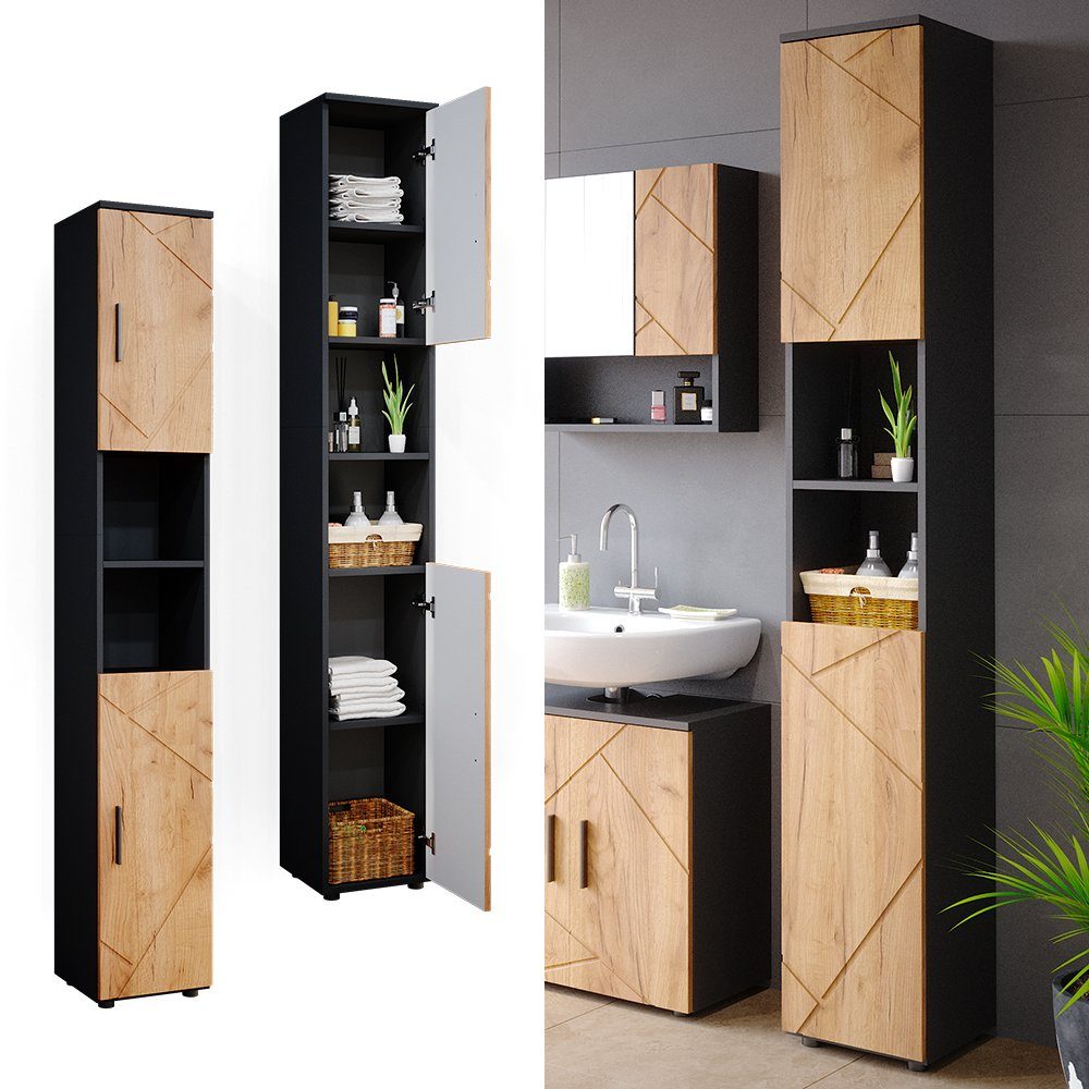 Vicco Hochschrank Irma, Anthrazit/Goldkraft Eiche, 30 günstig online kaufen