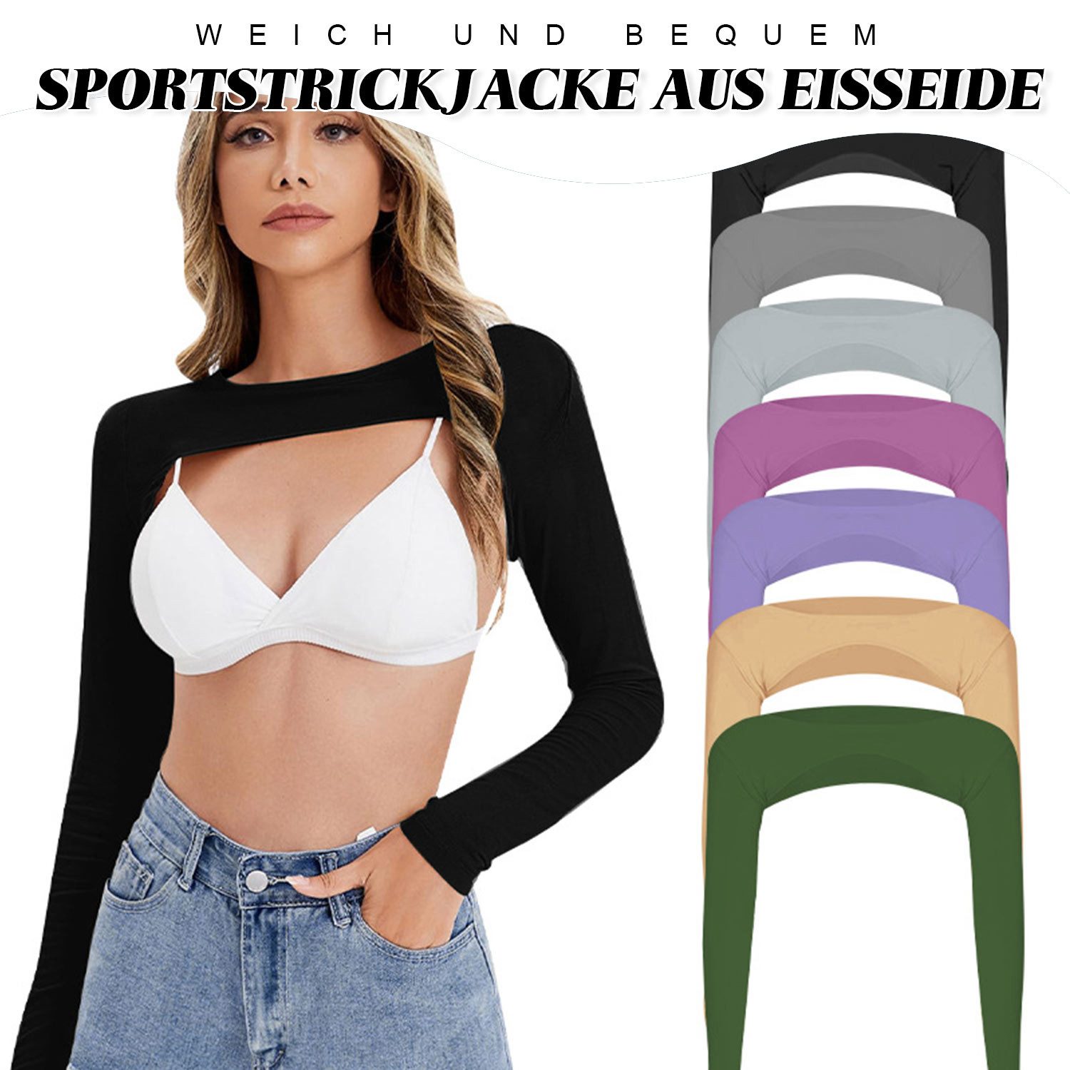 Refttenw Armstulpen Sommer Armlinge Radsport Herren Damen UV-schutz Fingerlöchern 2-St Kurze Sonnenschutzoberteile