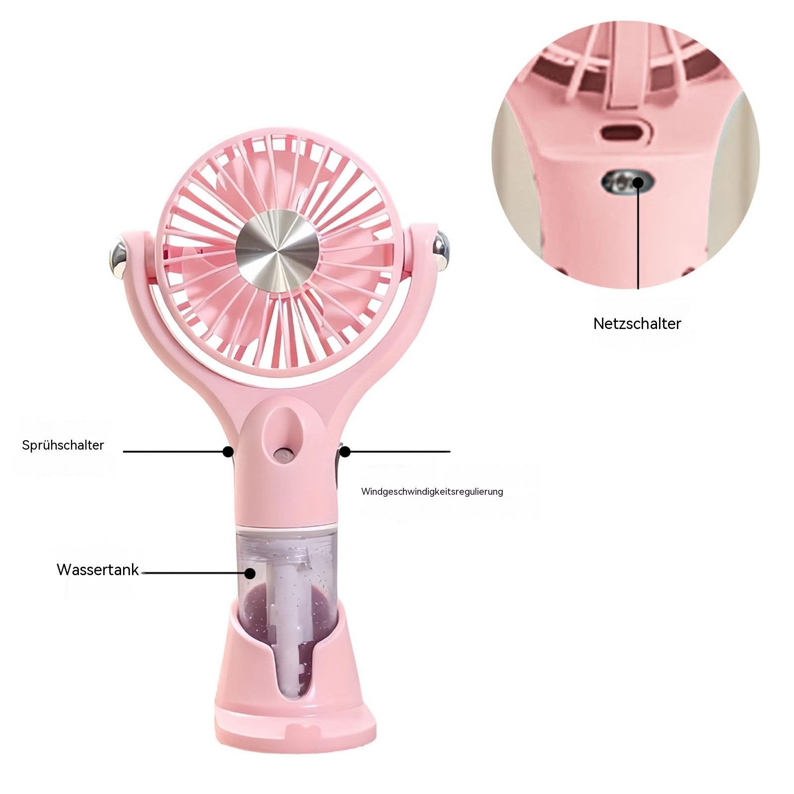 nsihing Handventilator Tragbarer Sprühnebel-Ventilator, Hand-Sprühnebel-Ventilator, Per USB aufladbarer Sprühnebel-Ventilator mit feinem Sprühnebel.