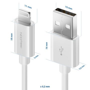 deleyCON deleyCON 2m Lightning 8 Pin USB Ladekabel Datenkabel MFI Zertifiziert Smartphone-Kabel