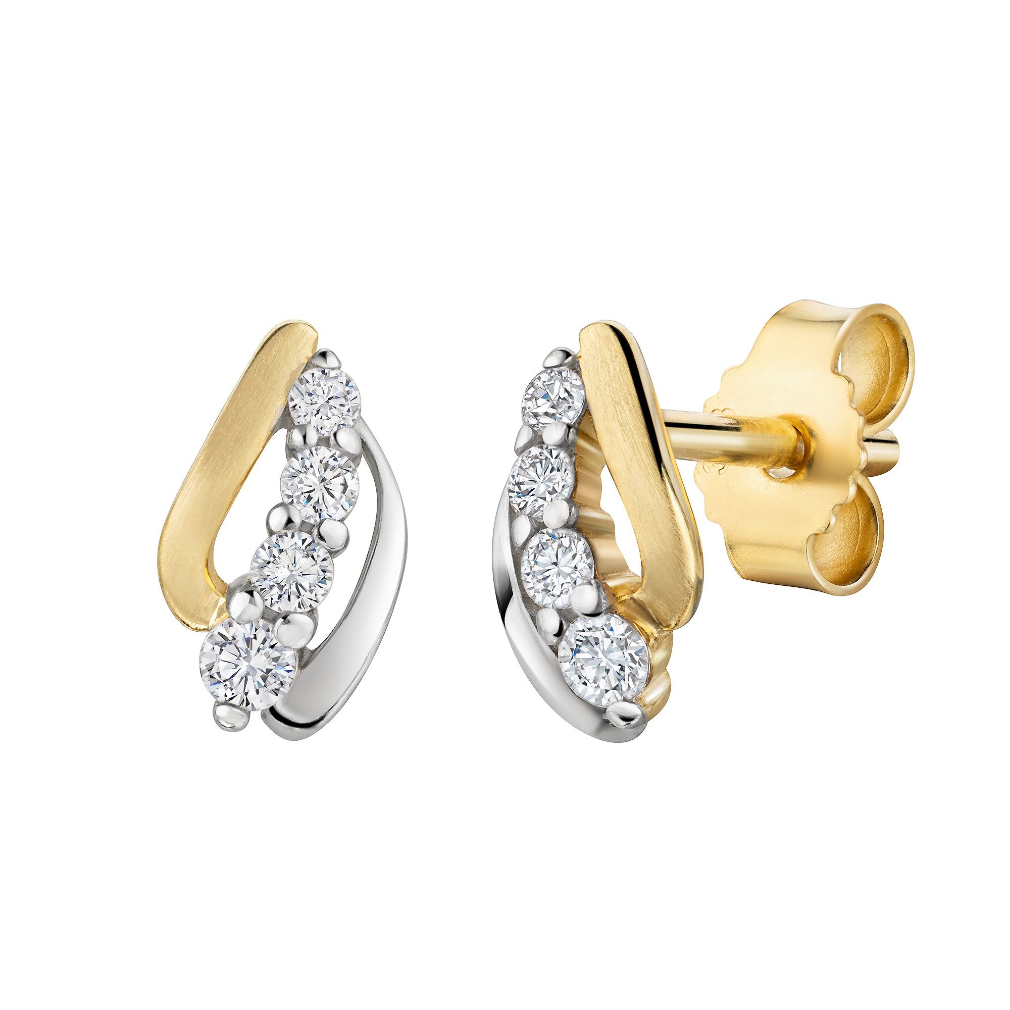 Paar Ohrstecker Schmuck Geschenk Gold 333 Ohrschmuck Ohrringe bicolor