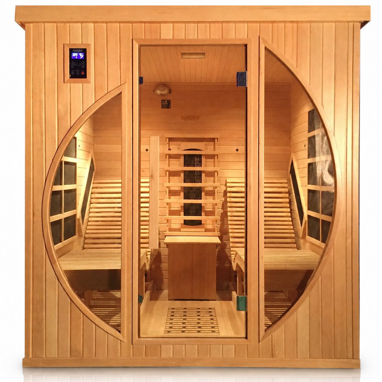 Hecht Infrarotkabine Heim Sauna Fantasy Indoor, 2 Personen, 12 Heizstrahler, 3450W, 7 Flächenstrahler, 5 Keramikstrahler, Lichttherapie, 180x180x190cm