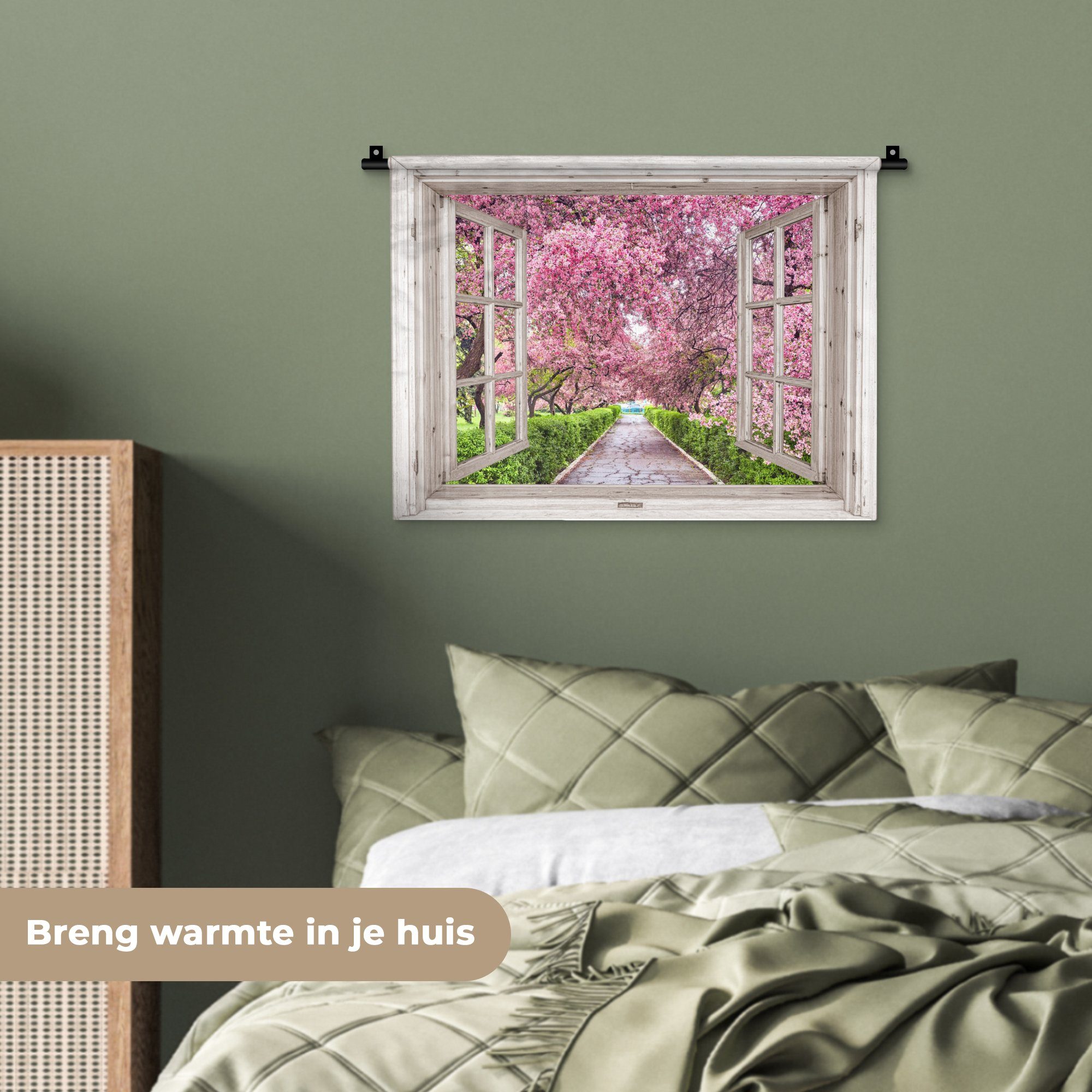 Baum Kinderzimmer Blüte Wanddeko Wohnzimmer, - Kleid, für Blütenzweige - - Wanddekoobjekt Schlafzimmer, Durchsichtig, Japanisch MuchoWow Wandbehang, Sakura - -
