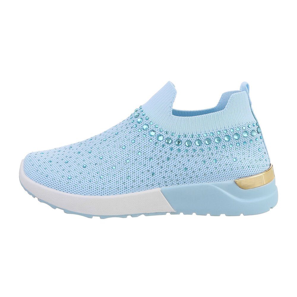 Low-Top Damen Low Hellblau Sneaker Flach in Ital-Design Freizeit Sneakers