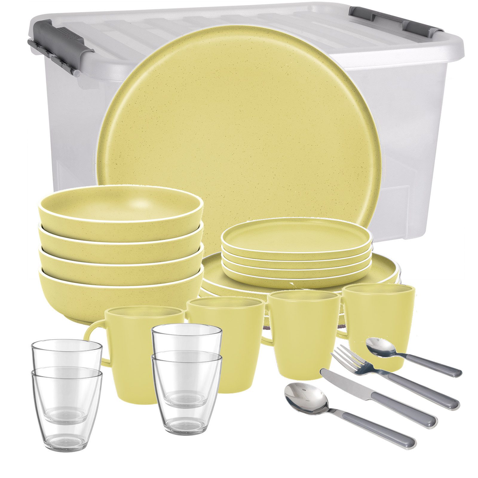 BRUNNER Geschirr-Set BRUNNER Camping Geschirrset DOLOMIT (12, 16, 36-tlg) GELB AntiSlip (36-tlg)
