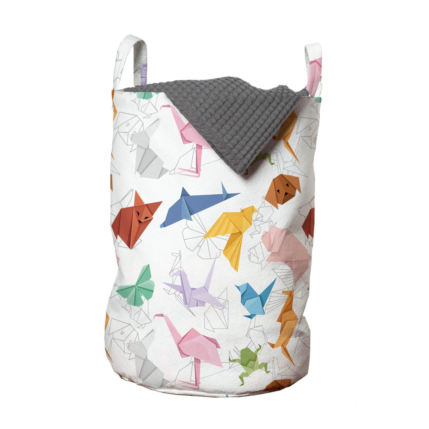 Einfache Wäschekorb für Wäschesäckchen Abakuhaus Kordelzugverschluss Tiere mit Handwerk Waschsalons, Griffen Origami