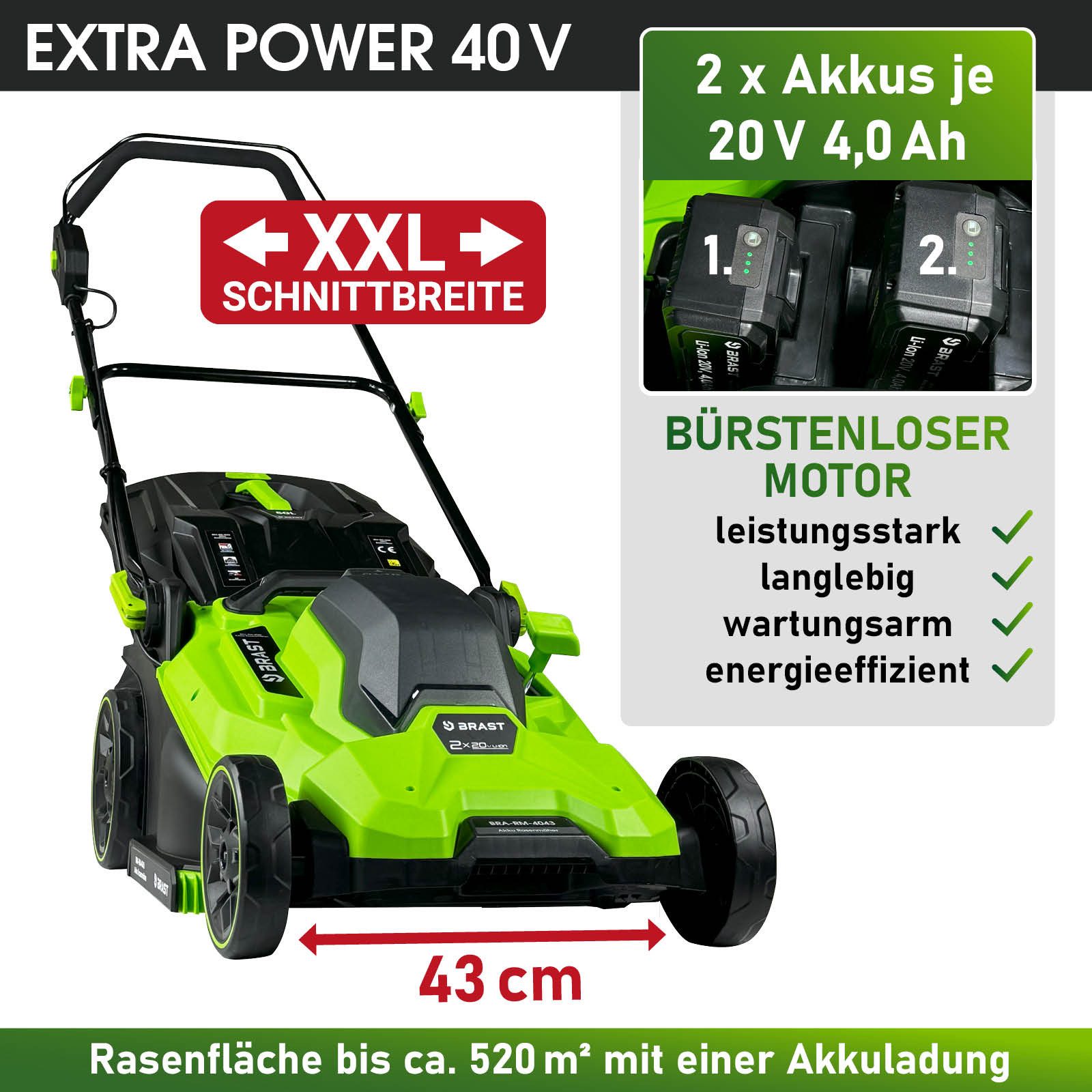 BRAST Akkurasenmäher inkl. 1 - 2x günstig online kaufen