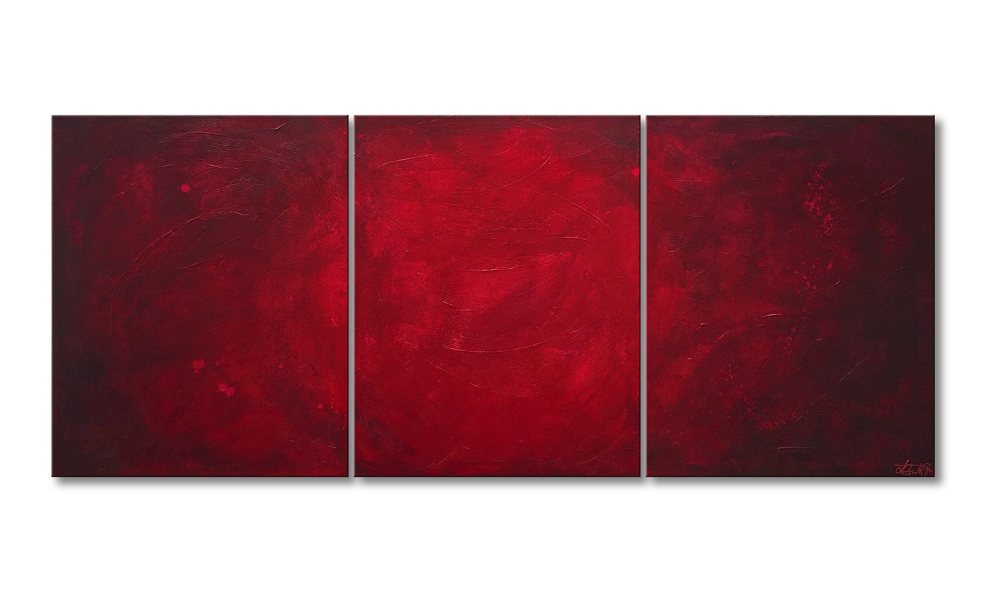 WandbilderXXL XXL-Wandbild Simply Red 210 x 90 cm, Abstraktes Gemälde, handgemaltes Unikat