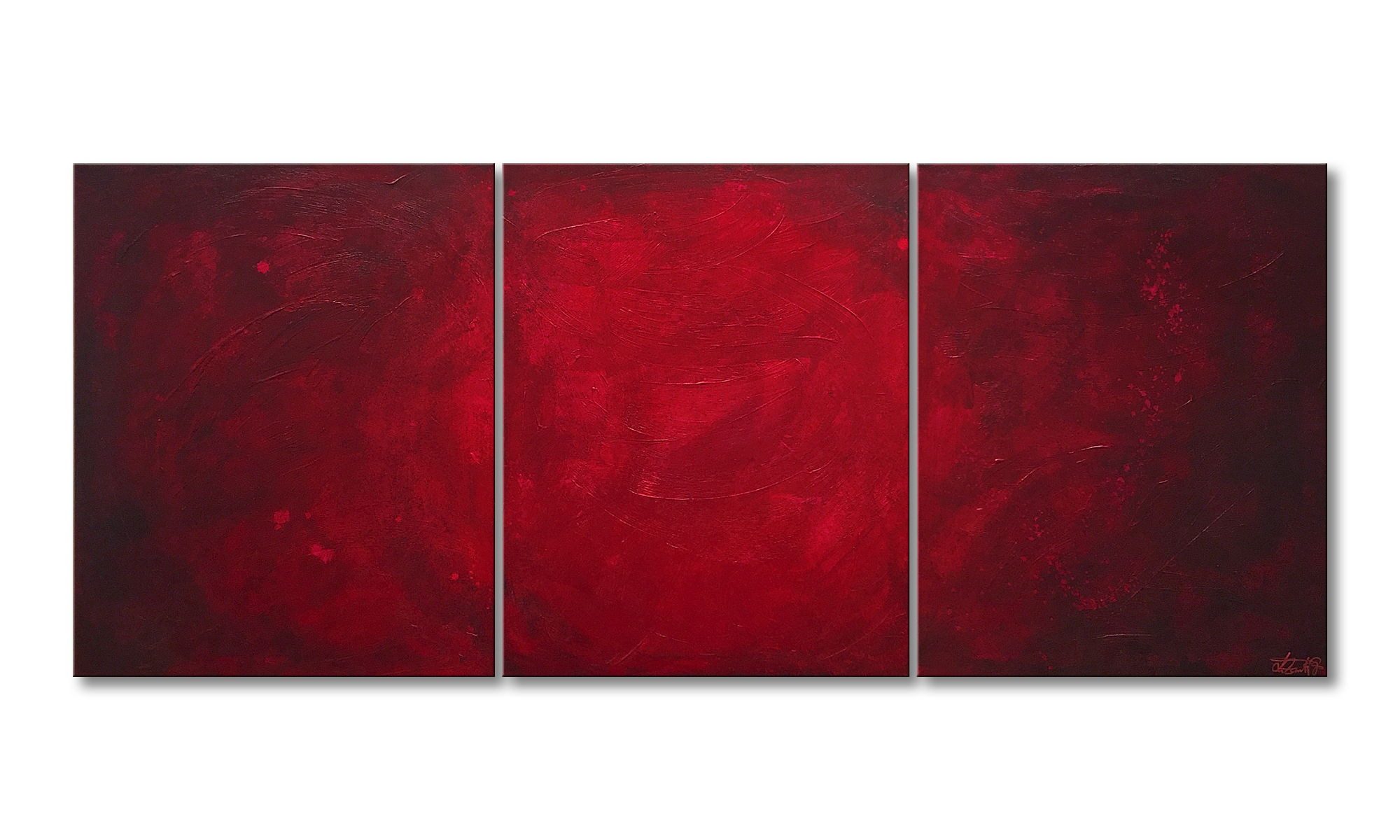 WandbilderXXL XXL-Wandbild Simply Red 210 x 90 cm, Abstraktes Gemälde, handgemaltes Unikat