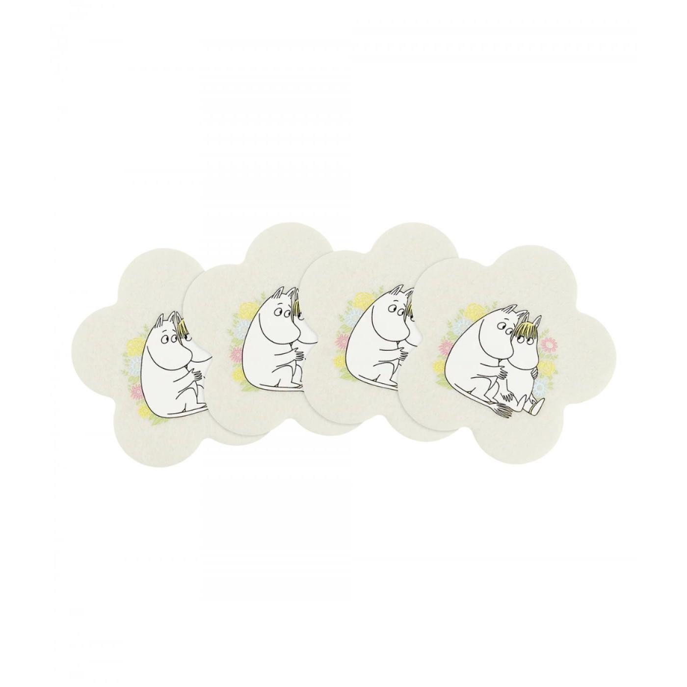 Muurla Getränkeuntersetzer Glasuntersetzer Moomin Flowers (10,5cm)(4-teilig)