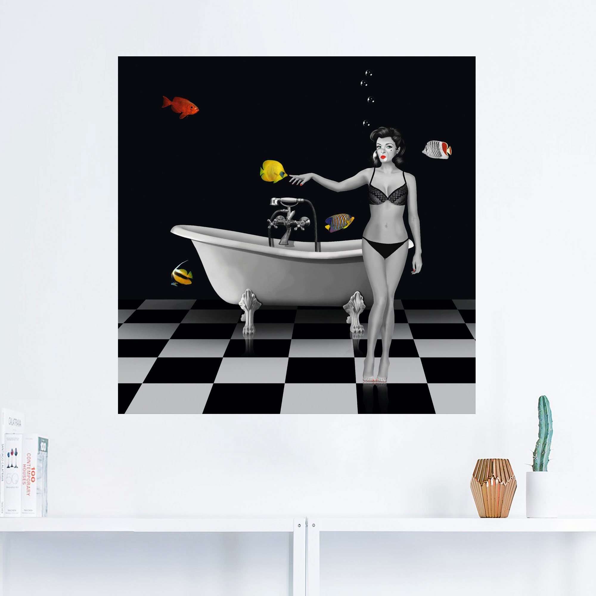 Artland Wandbild Ein als Frau Poster Wandaufkleber St), oder Leinwandbild, (1 Alubild, in Größen für Fische, versch. Badezimmer
