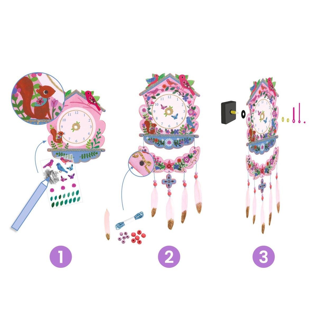 DJECO Kreativset DIY: Wanduhr Kuckuck Bastelset für Kinder