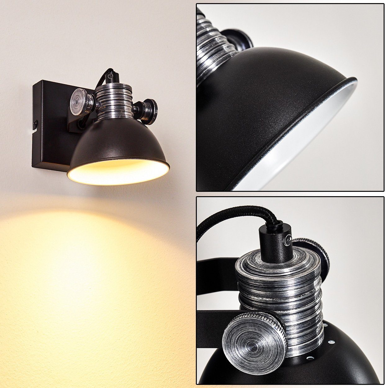 Wandlampe Leuchtmittel, GU10, »Varsi« aus Wandleuchte Schwarz/Weiß, Lampenschirm Metall 3000 dimmbare hofstein Wandspot in dreh-/schwenkbar, Kelvin, ohne