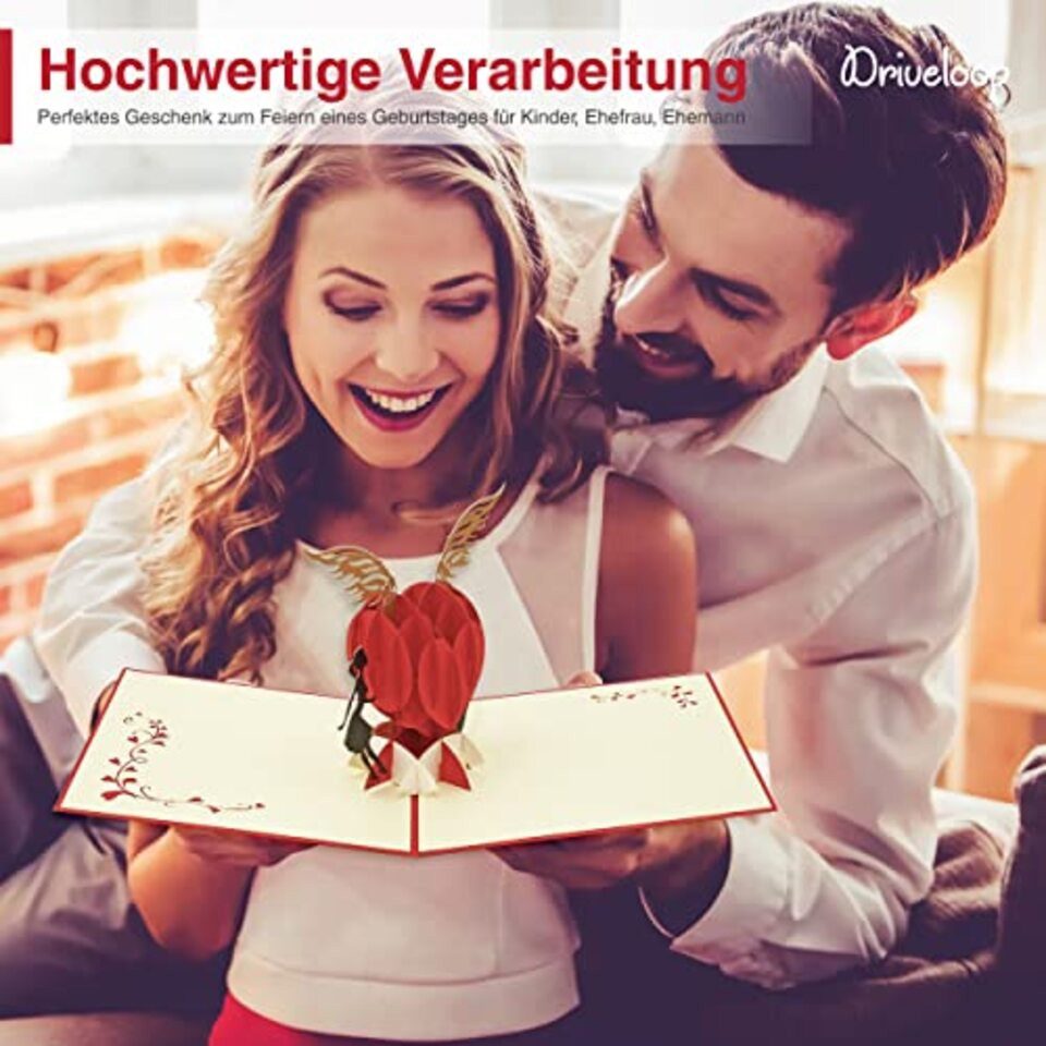 Montegoni Grußkarte 3D Pop-Up Rotes Herz Grußkarte, Liebe, Valentinstag & Geschenk-Karte für besondere Anlässe – 15x15cm – Bild 5 von 5