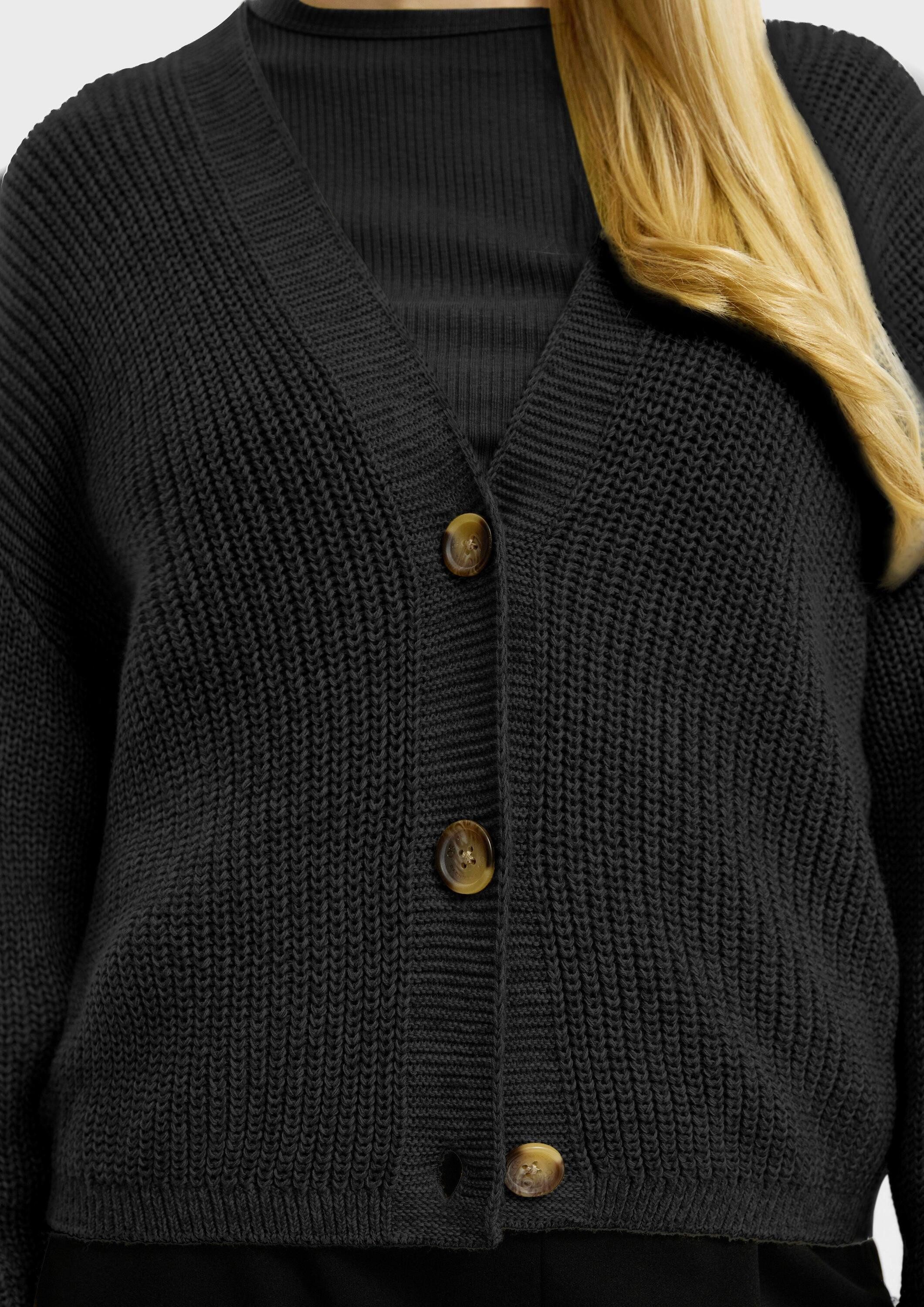 QS Cardigan Strickjacke Melierte Strickjacke aus Baumwollmix – Bild 4 von 5