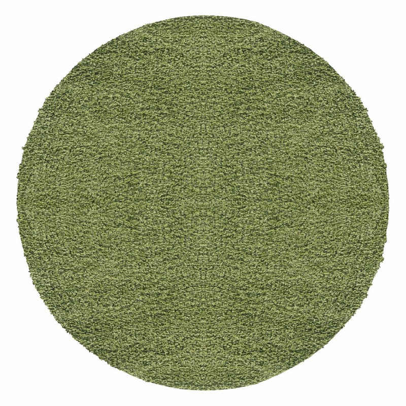 Hochflor-Teppich Unicolor - Einfarbig, Carpetsale24, Rund, Höhe: 50 mm, Teppich Einfarbig Shaggy 50 mm Florhöhe Langflor Teppich Wohnzimmer