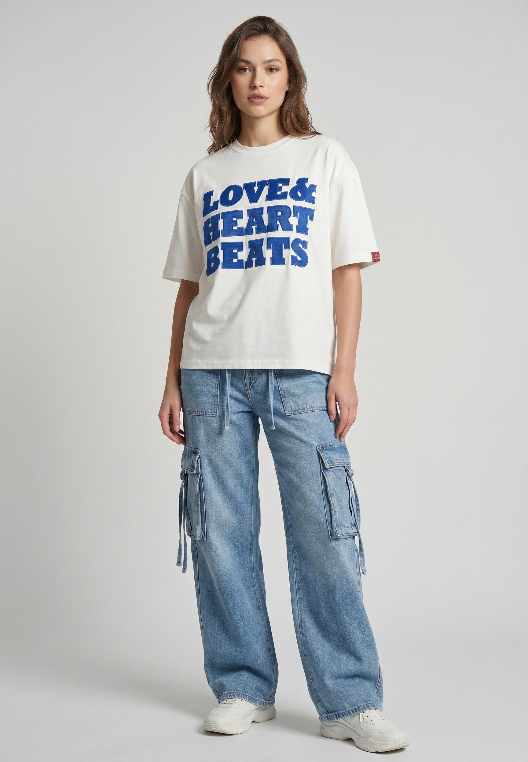 Eight2Nine T-Shirt Damen Baumwollshirt mit Applikation Oversized Fit, verschiedene Statements