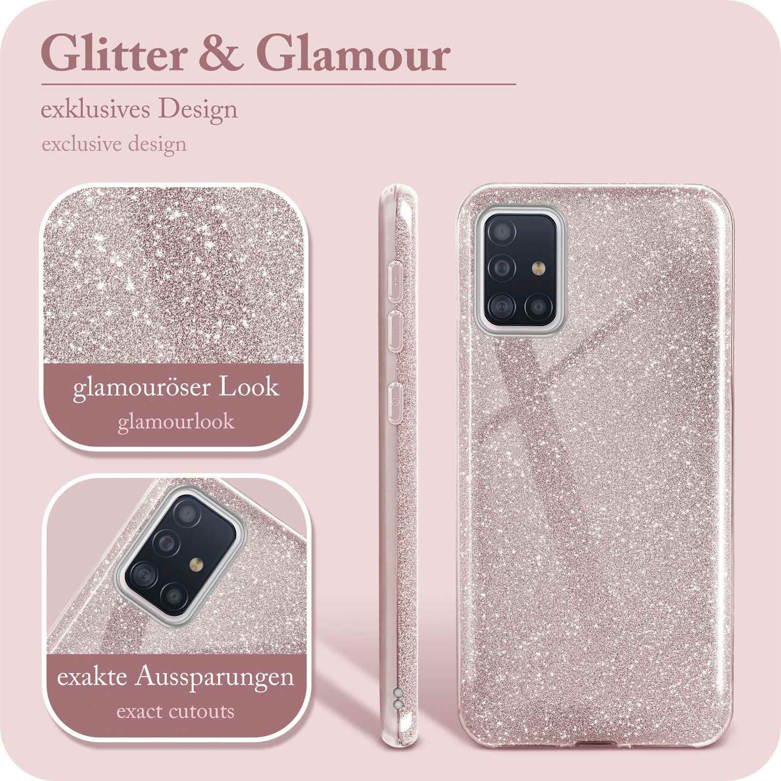 ONEFLOW Handyhülle für Samsung Galaxy A51 Glitzer Hülle Glitter Case Rosa 6,5 Zoll, Hülle Glitzernd Dünne Schutzhülle mit Kameraschutz Frauen Glitzerhülle