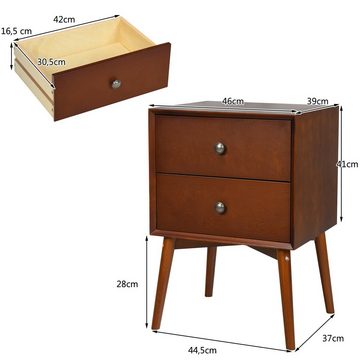 COSTWAY Nachttisch, mit 2 Schubladen, Holz, 45 x 38 x 66 cm