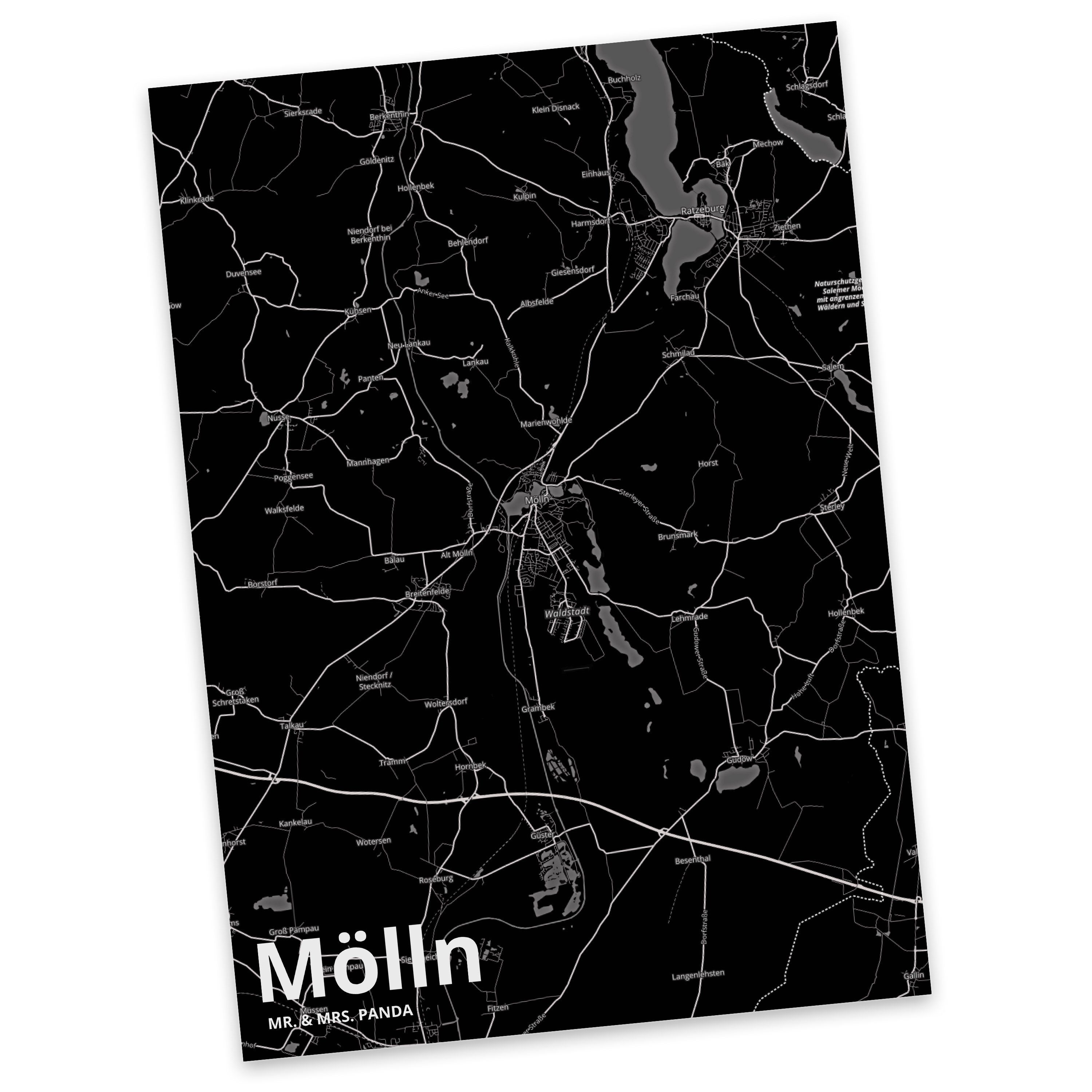 Mr. & Mrs. Panda Postkarte Mölln - Geschenk, Karte, Stadt, Einladungskarte, Stadt Dorf Karte Lan