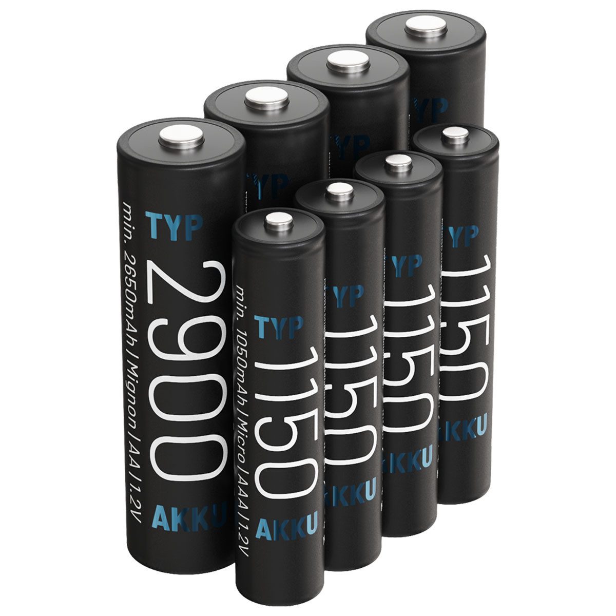ABSINA ABSINA Akku 4x AAA 1150 + 4x AA 2900 Akku 2650 mAh (1.2 V)