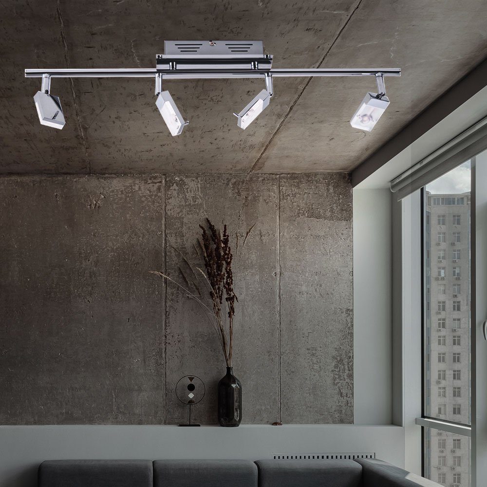 Warmweiß, Wohnzimmer fest LED Brilliant Leuchte Lampe verstellbar Decken Metall verbaut, LED Deckenleuchte, LED-Leuchtmittel chrom