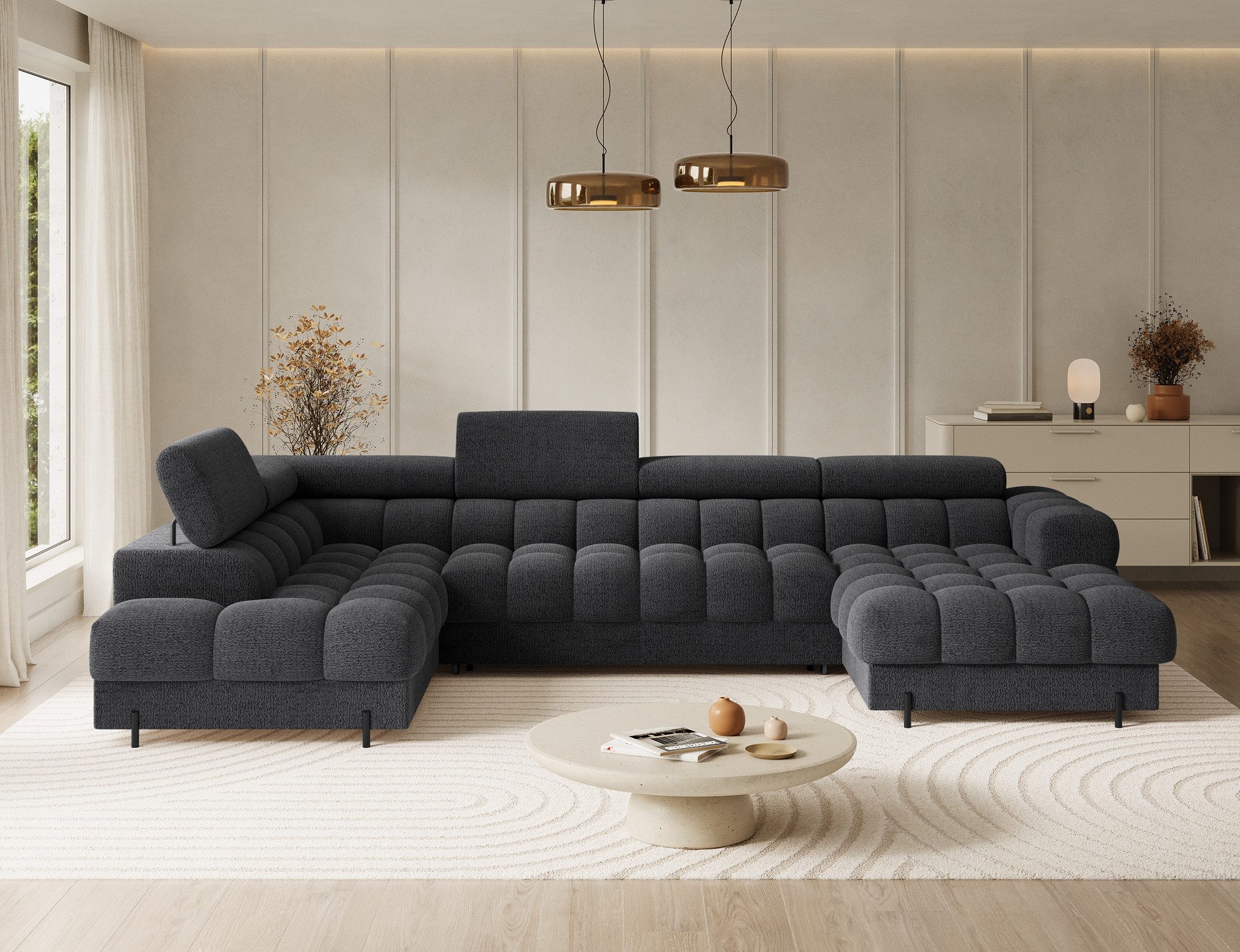 Lukas Möbel Wohnlandschaft Deisgner XXL-Sofa in U-Form Falco mit Schlaffunk günstig online kaufen