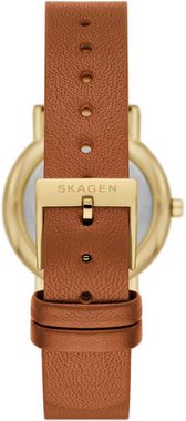 Skagen Quarzuhr SIGNATUR LILLE, SKW3121, Armbanduhr, Damenuhr, analog, Lederarmband