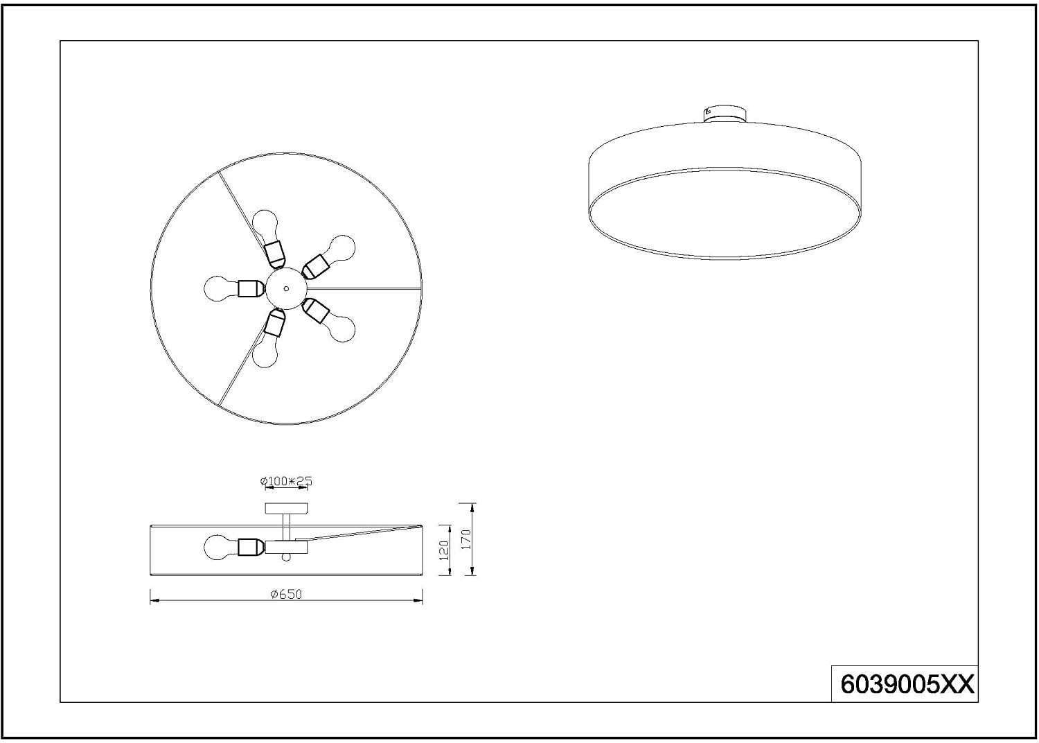 lightling Deckenleuchten Modern rund, ohne Leuchtmittel, abhängig vom Leuchtmittel, Deckenlampe