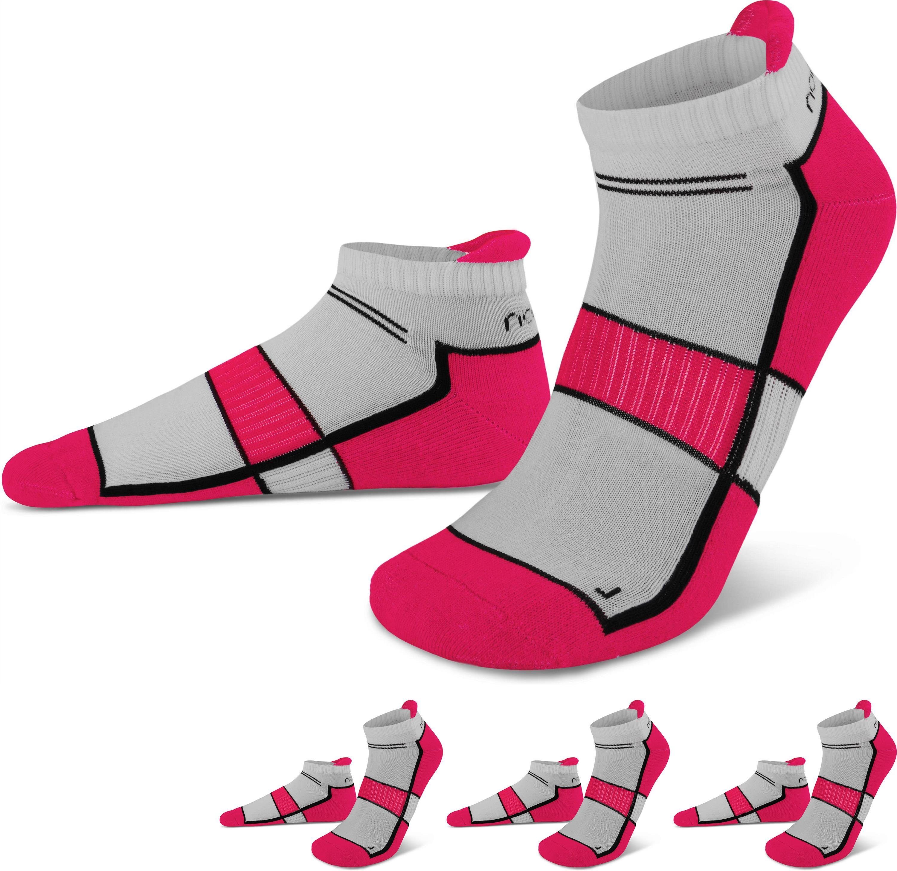 normani Sneakersocken 4 Paar Running Sneaker mit Fersenlasche (4er-Set, 4 Paar) schweißabsorbierende Frotteesohle Pink Carnation