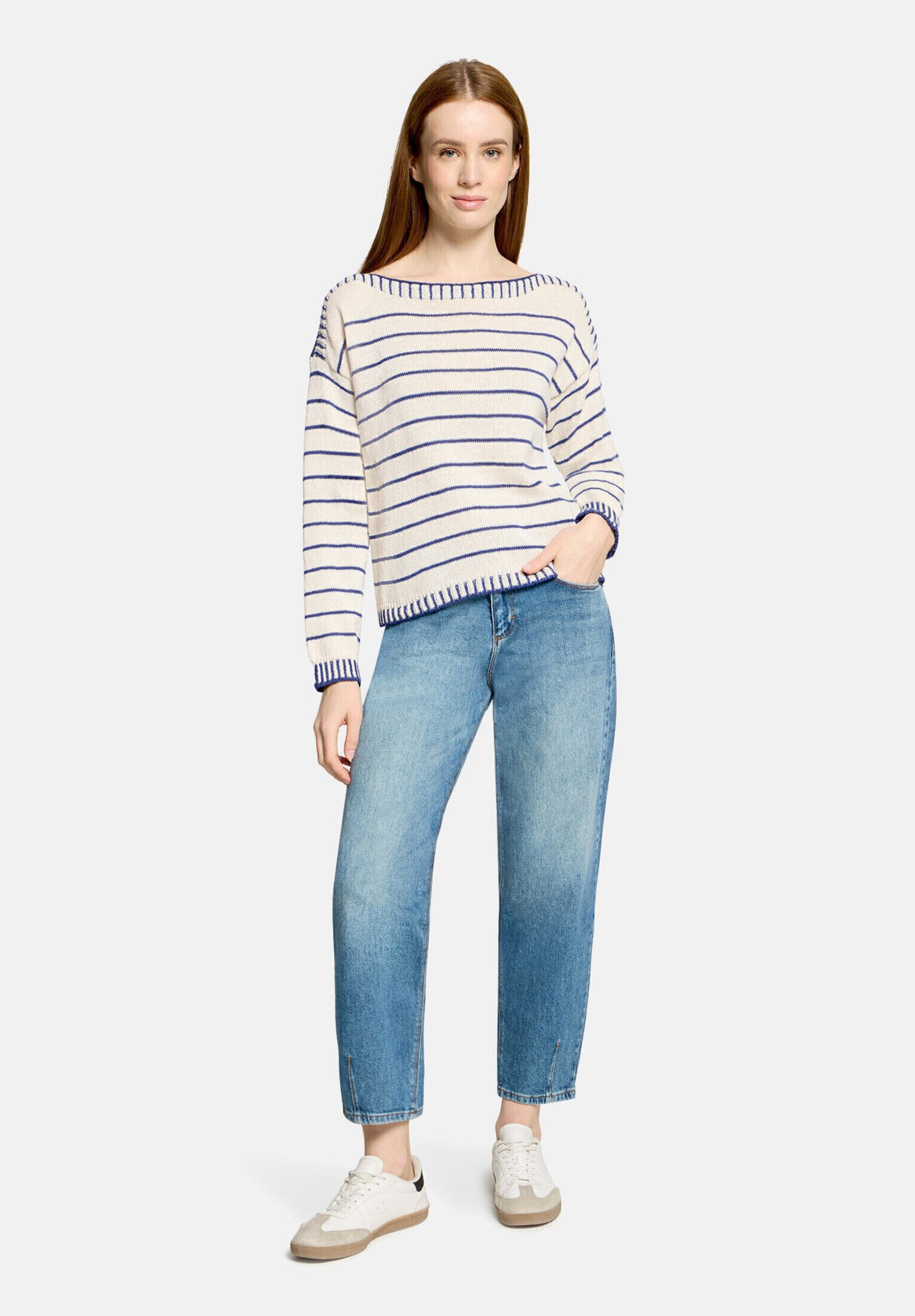 Cartoon Strickpullover Strick, Damen mit U-Boot-Ausschnitt (1-tlg)