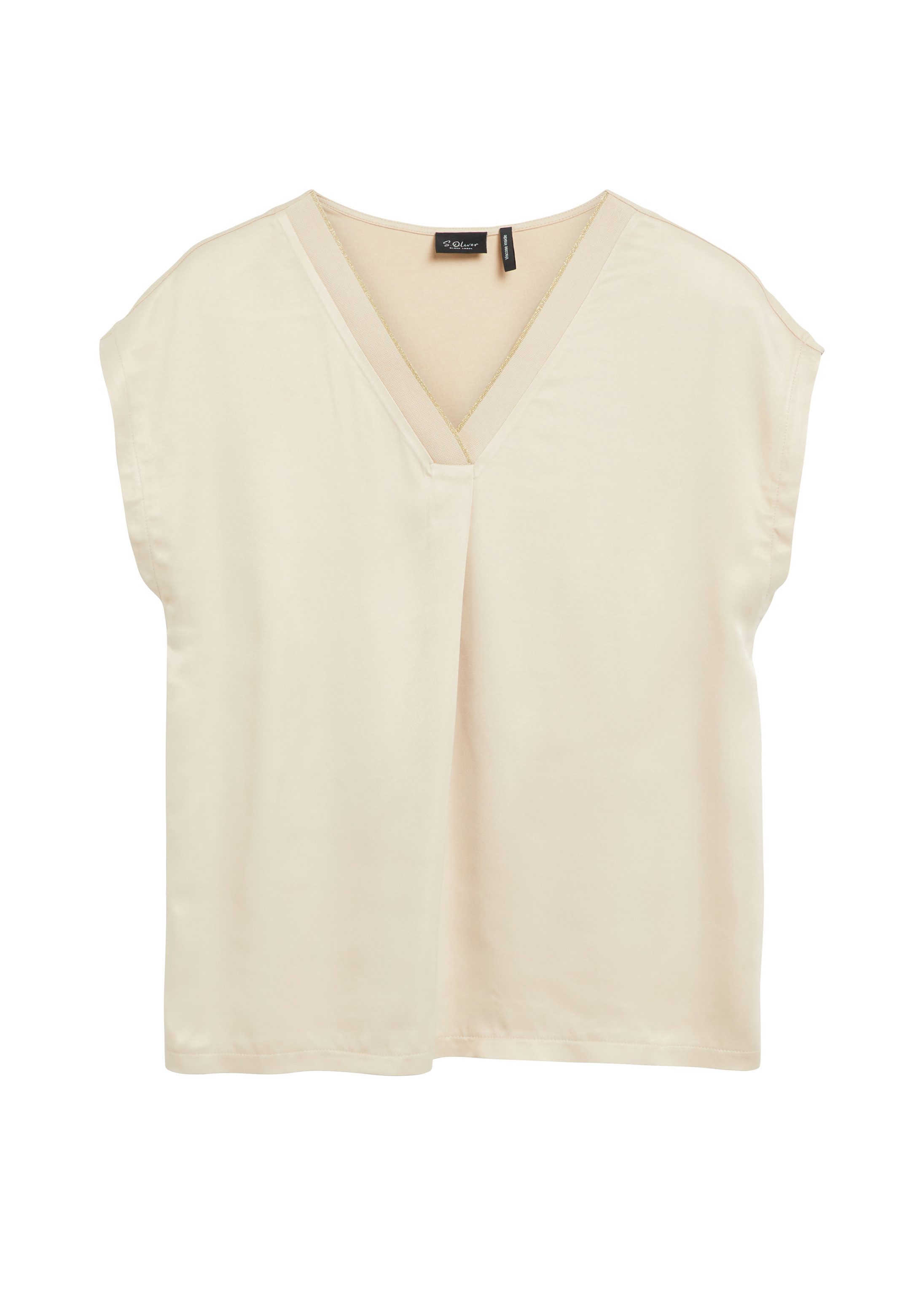 s.Oliver Kurzarmshirt T-Shirt T-Shirt aus Viskosemix mit Glitzergarn und Falte