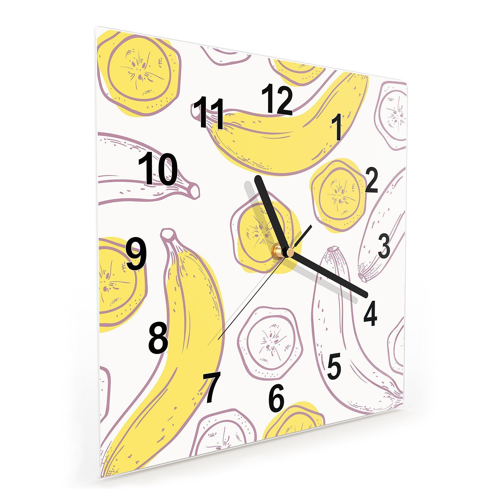 Wanduhr Größe von Bananen cm 30 Primedeco Wandkunst Wanduhr x Skizze mit Motiv Glasuhr 30