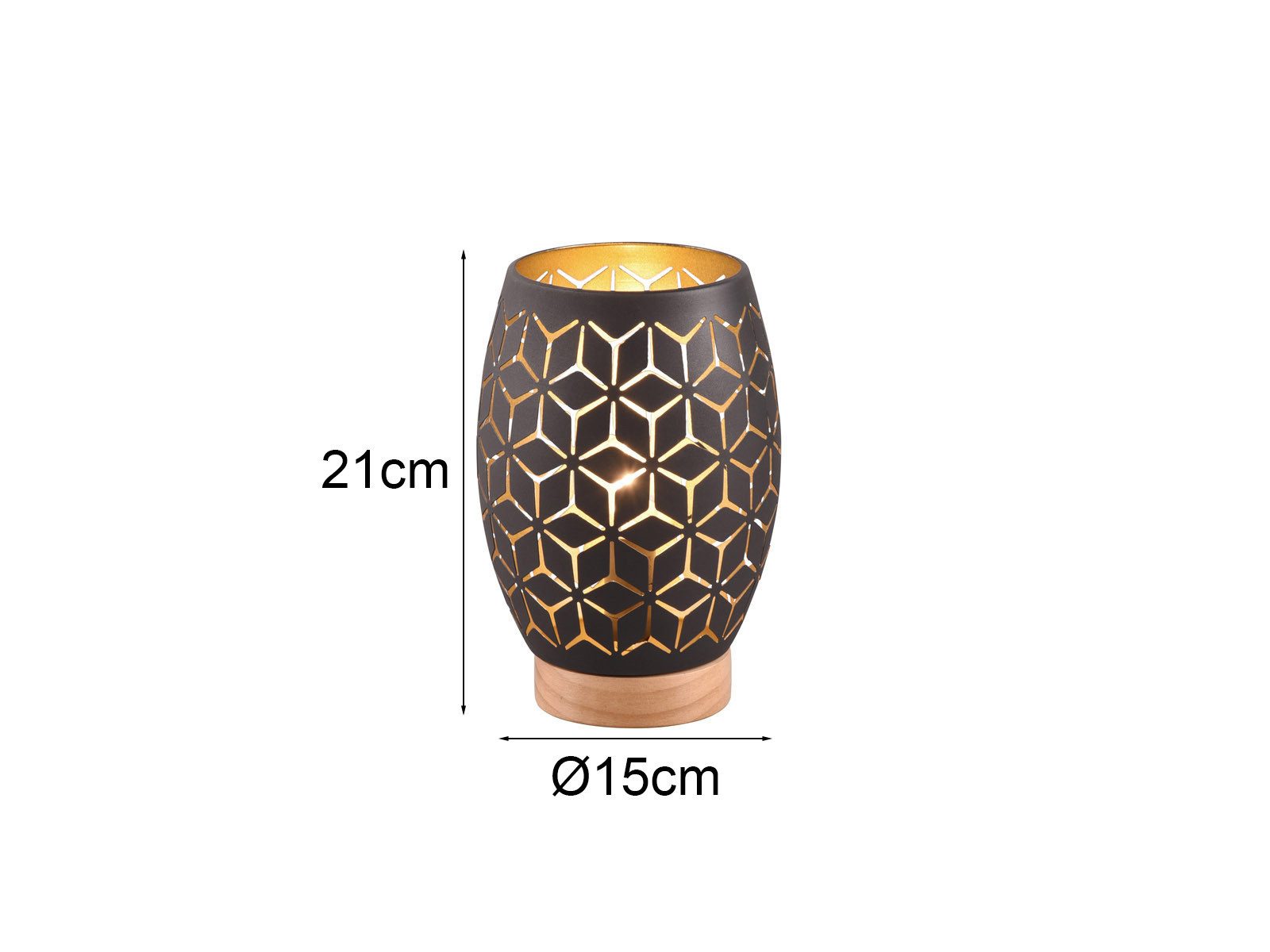 Reality Leuchten LED Tischleuchte Metall mit Dekorstanzung, Höhe 21cm, dimmbar, LED wechselbar, warmweiß, kleine Nacht-Tischlampe, Wohnzimmer Fensterbank inkl.  – Bild 4 von 5