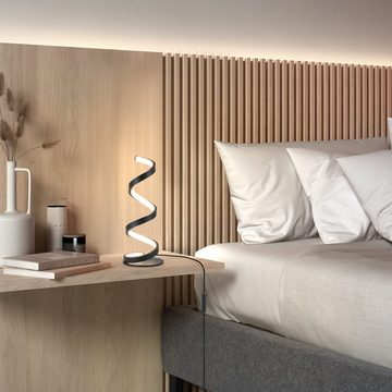 ZMH LED Tischleuchte Modern-Spiral-Design Leselampe 10W für Schlafzimmer, LED fest integriert, warmweiß-kaltweiß, Schwarz