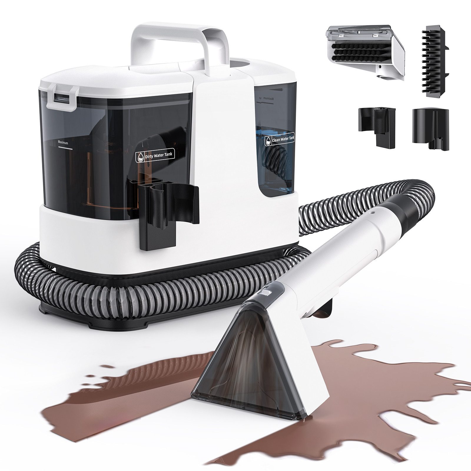 oyajia Teppichreinigungsgerät Tragbar Polsterreiniger Waschsauger Teppichreiniger Dual Tank 3in1, 500 W, mit 14000pa Saugkraft, für Sofas, Teppiche,Matratze,und Haustierunterlagen