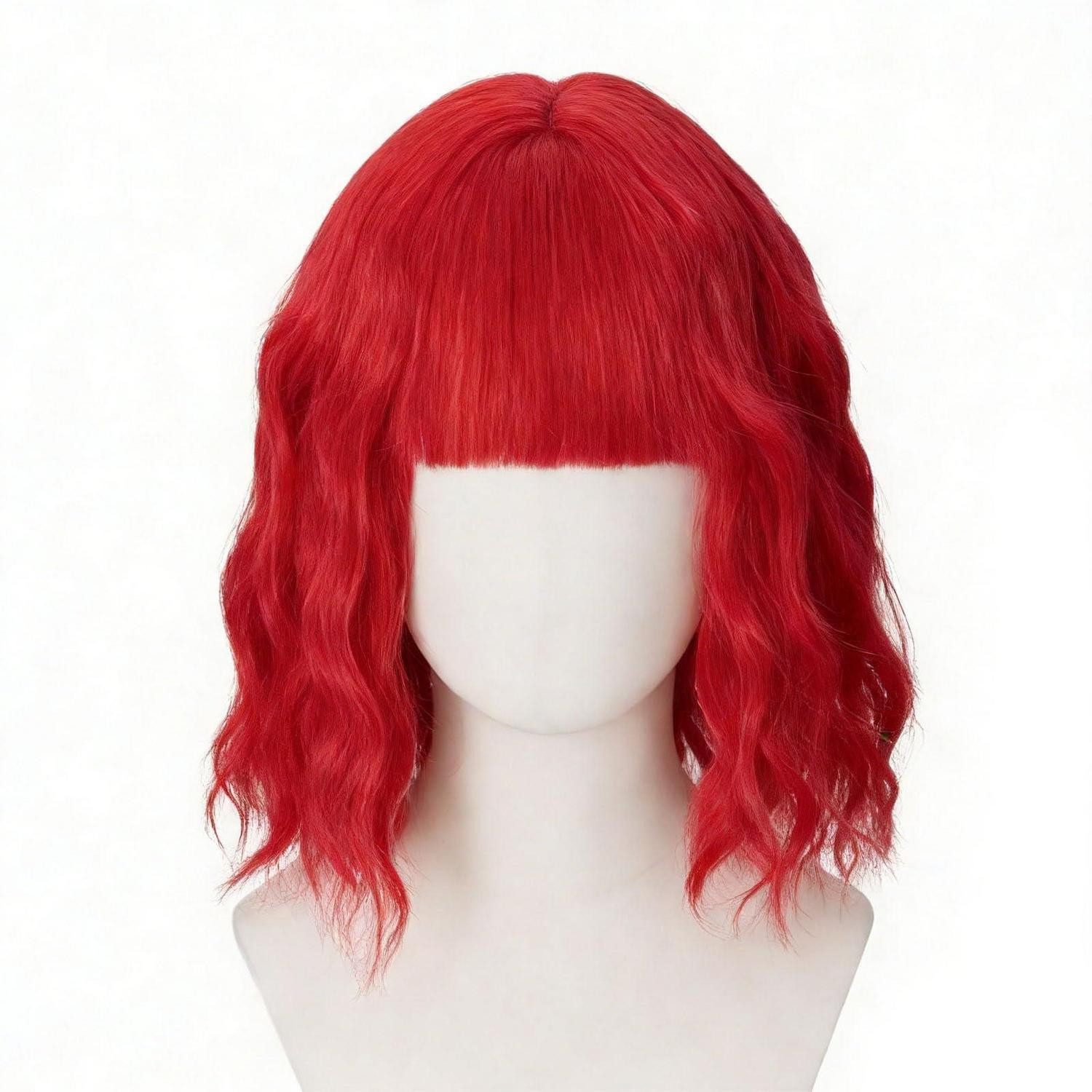 LuxusKollektion Kunsthaarperücke Perücken Rot 12 Zoll Kurz Bob Pony #1664 Rot mit Fransen 12 zoll