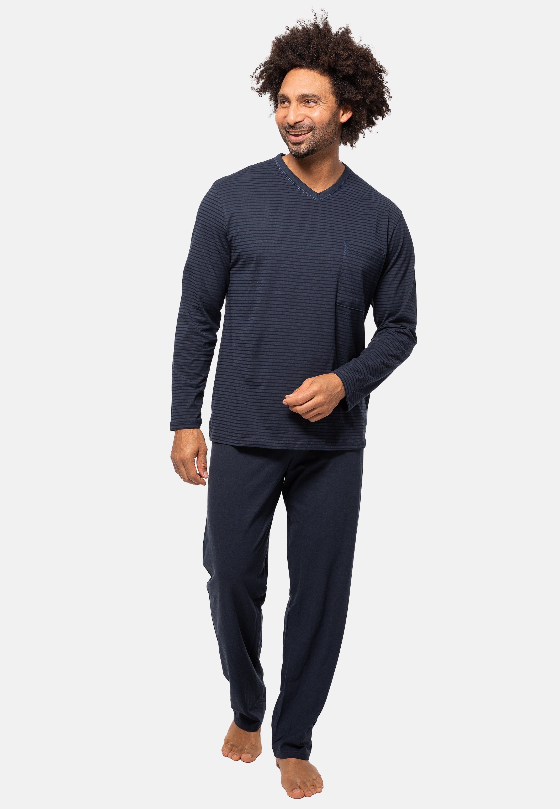 Ammann Pyjama Extra Light Cotton Baumwolle (Set, 2 - Eclipse tlg) Langarm - Total Schlafanzug