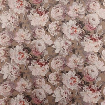 Vorhang SCHÖNER LEBEN. Vorhang Pfingstrosen Rosenblüten taupe beige rosa gold, SCHÖNER LEBEN., (1 St), blickdicht, Jacquard, handmade, made in Germany, mit Metallic-Effekt, vorgewaschen
